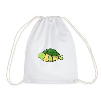 Schlafshirt mit Schildkröte - Turnbeutel - Weiß - Vorne