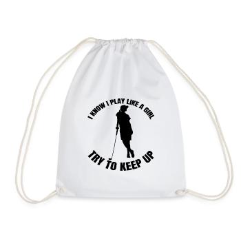 Golf Girls Golf Club Golfer Golf Ball - Drawstring Bag - white - Front