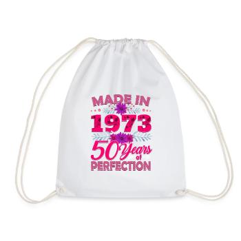 Made in 1973 50 Years of Perfection - 50th Birthda - Drawstring Bag - white - Front