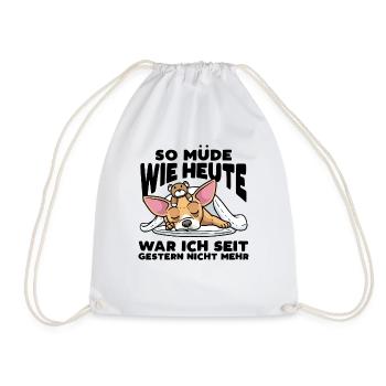 Chiweenie Hund Mit Kuscheltier Schlaf Schlummern - Turnbeutel - Weiß - Vorne