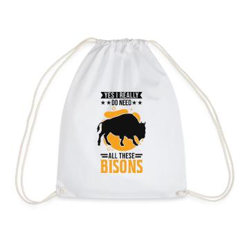 Buffalo Gift Bison Buffallo Water Buffalo - Drawstring Bag - white - Front