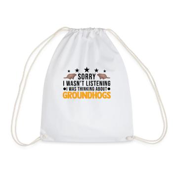 Groundhog Gift Groundhog Day Woodchuck - Drawstring Bag - white - Front