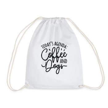 Todays Agenda Coffee And Dogs - Drawstring Bag - white - Front