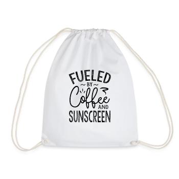 Fueled By Coffee And Sunscreen - Drawstring Bag - white - Front