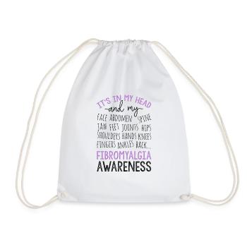 In My Head And My Body Fibromyalgia Awareness - Drawstring Bag - white - Front