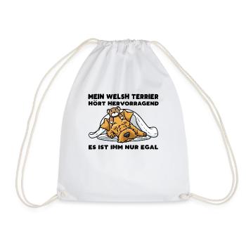 Welsh Terrier Hund Mit Kuscheltier Schlaf - Turnbeutel - Weiß - Vorne