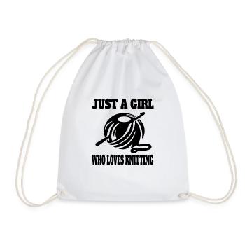 Knitting Girl Crochet Seamstress Sewing Gift - Drawstring Bag - white - Front
