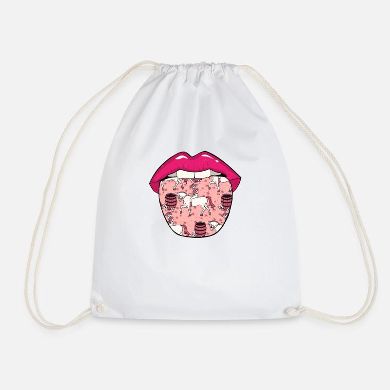 Barrel Racing Barrel Racing Tongue - Drawstring Bag - white