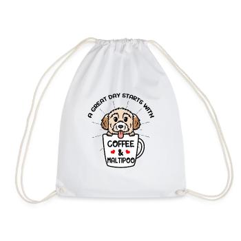 Une belle journée commence avec le chien Kaffee & Maltipoo - Sac de sport léger - blanc - Devant