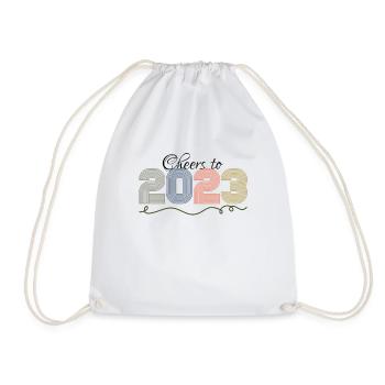 Cheers To 2023 Wine Hello 2023 Happy New Year - Drawstring Bag - white - Front