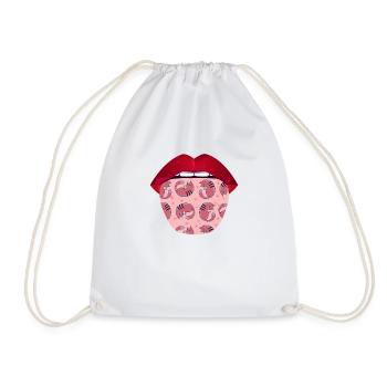 Cat Lips - Drawstring Bag - white - Front