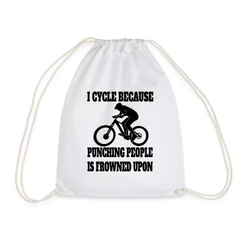 Cycling Bike Cycling Bike Tour Mountain Bike - Drawstring Bag - white - Front