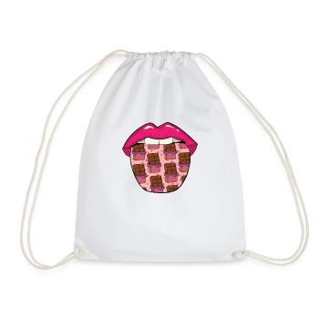 Chocolate Chocolate Tongue - Drawstring Bag - white - Front