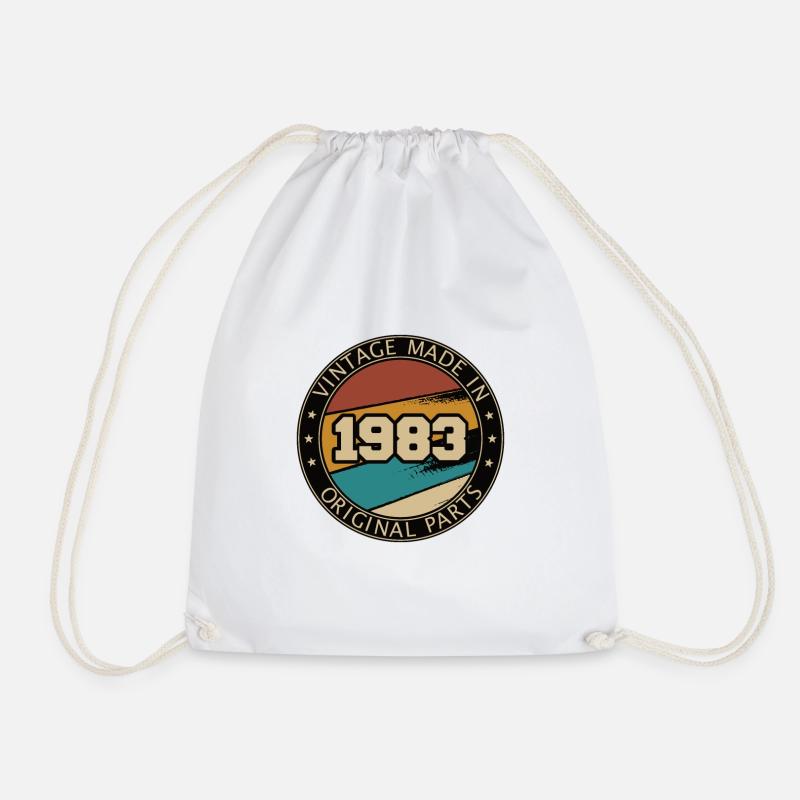 VINTAGE MADE IN 1983 - 40 Birthday Gift Idea - Drawstring Bag - white