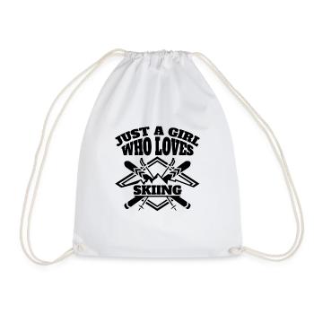 Skier Girls Skiing Woman Winter Sports - Drawstring Bag - white - Front