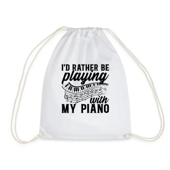 Amateur de musique au piano - Je préfère jouer avec mon - Sac de sport léger - blanc - Devant