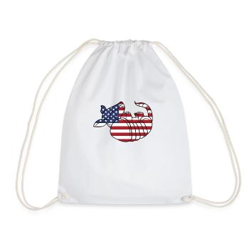Armadillos American flag - Drawstring Bag - white - Front