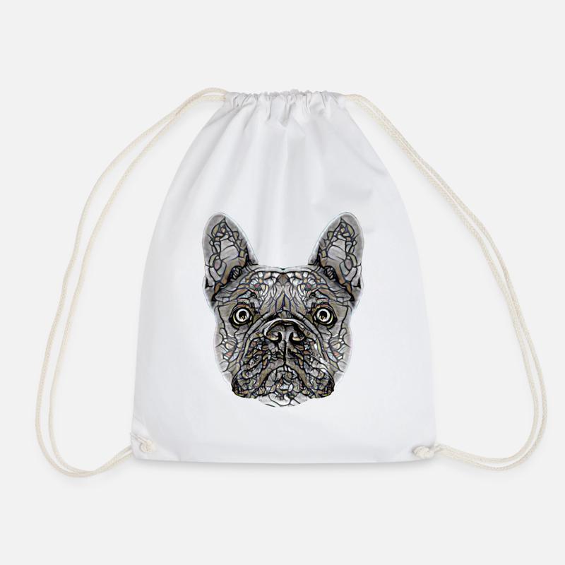 Français Visage de bouledogue - Sac de sport léger - blanc