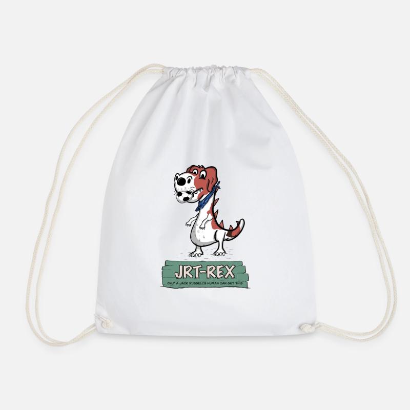 JRT-Rex (Jack Russell Terrier - Rex) - Drawstring Bag - white