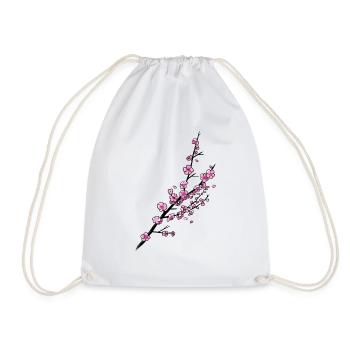Cherry branch - Drawstring Bag - white - Front