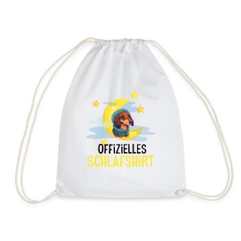 Offizielles Schlafshirt Hunde Dackel Mond - Turnbeutel - Weiß - Vorne