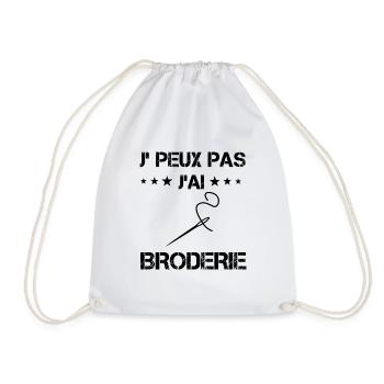 j'peux pas j'ai broderie cadeau couture - Sac de sport léger - blanc - Devant