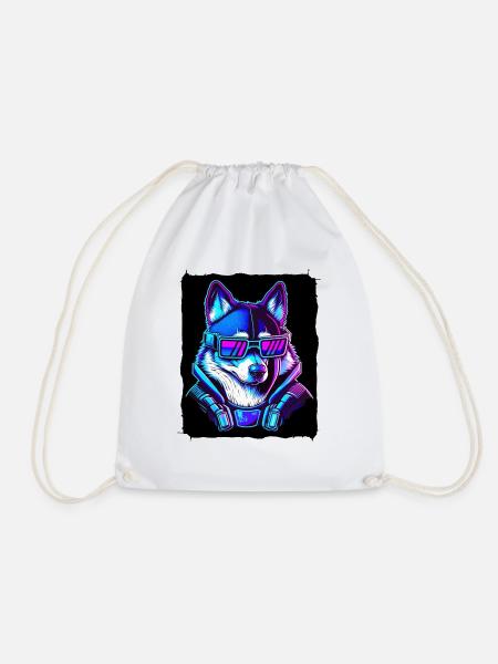 Husky mit Sonnenbrille - Turnbeutel - Weiß