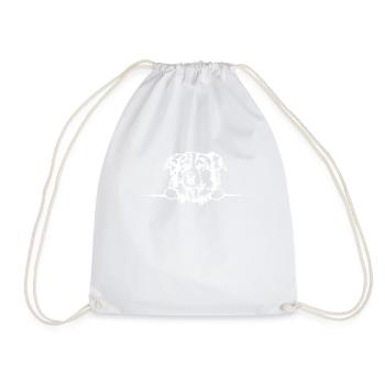 Peeking Cute AUSSIE dog funny graphic theme - Drawstring Bag - white - Front