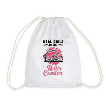 Roller Coaster Girls Roller Coaster Ride Amusement Park - Drawstring Bag - white - Front