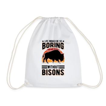 Buffalo Gift Bison Buffallo Water Buffalo - Drawstring Bag - white - Front
