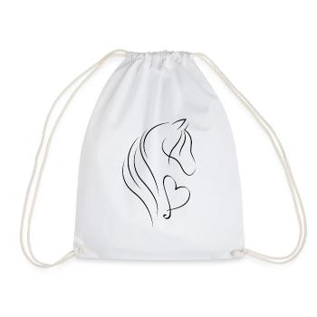 A horse with a heart - Drawstring Bag - white - Front