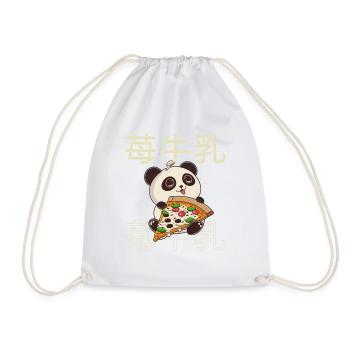 Süßer Kawaii Panda, Der Pizza Isst Anime Manga - Turnbeutel - Weiß - Vorne