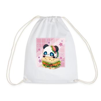 Cute Kawaii Panda, The Sandwich Anime Manga - Drawstring Bag - white - Front