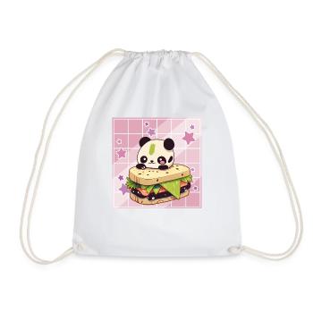 Cute Kawaii Panda, The Sandwich Anime Manga - Drawstring Bag - white - Front