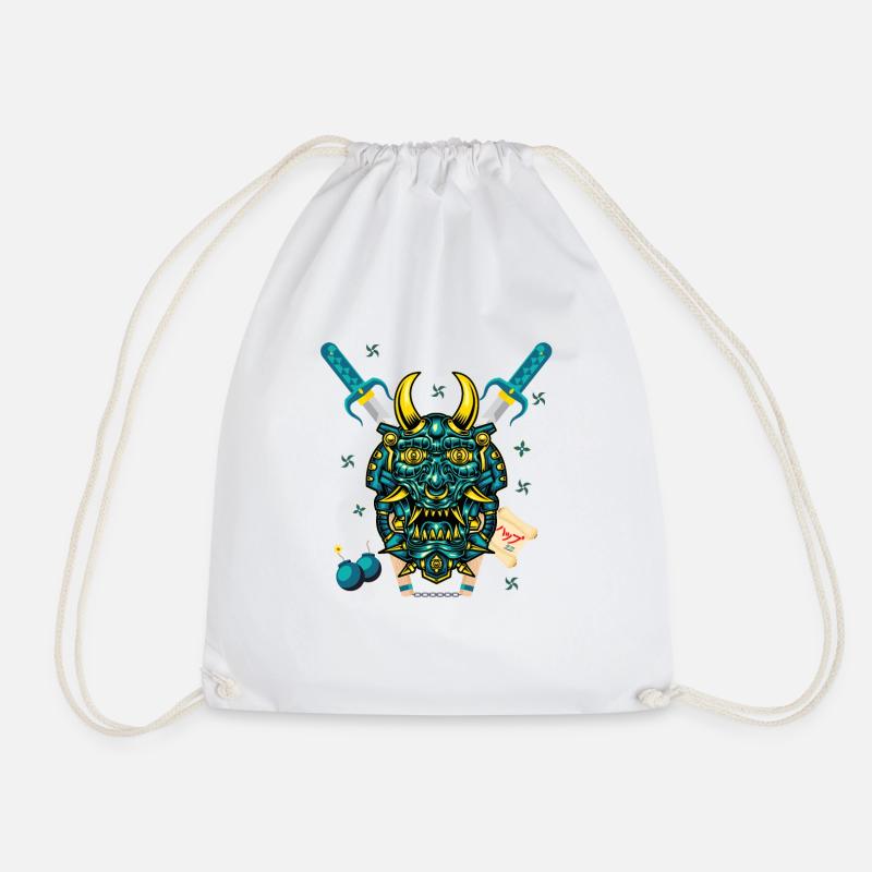 Samurai Monster - Drawstring Bag - white