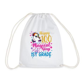 Einhorn glückliche 100 magische Tage der 1. Klasse - Turnbeutel - Weiß - Vorne