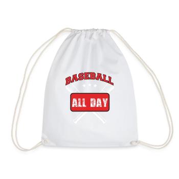 Baseball All Day - Drawstring Bag - white - Front