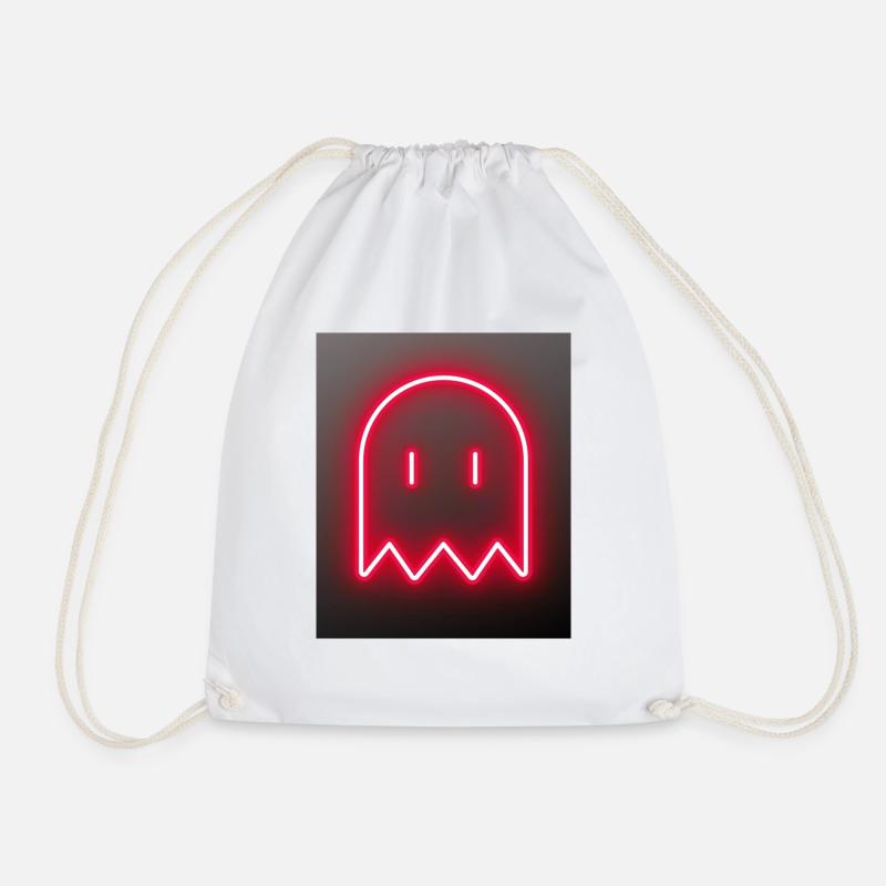 Red Ghost - Drawstring Bag - white