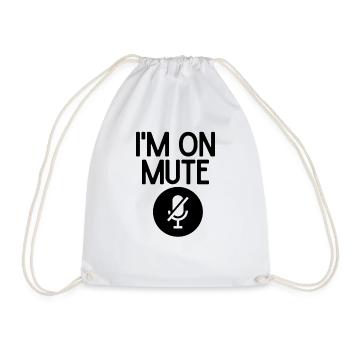 Humorous Muting Mics Virtually Meetings - Drawstring Bag - white - Front