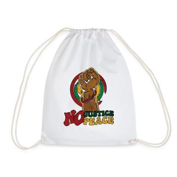 No Justice No Peace Black History Month - Drawstring Bag - white - Front