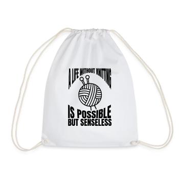Knitting Tailor Knitter Seamstress Crochet - Drawstring Bag - white - Front