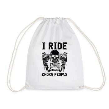 Vintage Skulls Illustration Motorcyclists - Drawstring Bag - white - Front