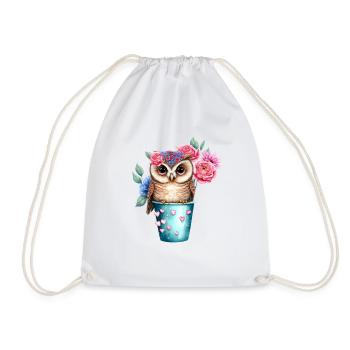 hibou animal doux oiseau sauvage zoo forêt nature enfant - Sac de sport léger - blanc - Devant