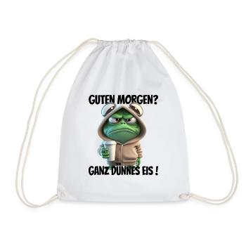 Guten Morgen? Ganz dünnes Eis! Lustiger Frosch - Turnbeutel - Weiß - Vorne