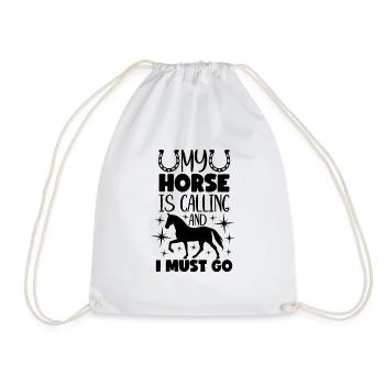 My horse is calling - Drawstring Bag - white - Front