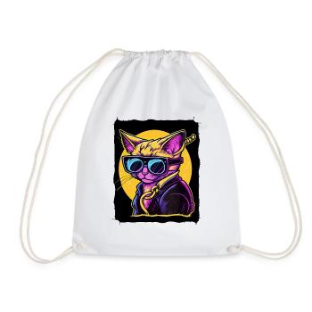 Katze mit Sonnenbrille - Turnbeutel - Weiß - Vorne