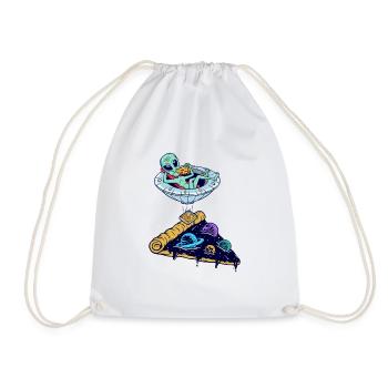 Alien eating pizza - Drawstring Bag - white - Front