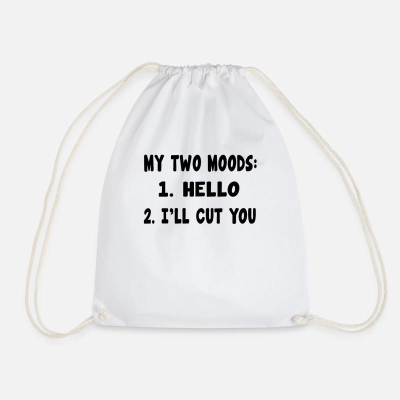 MY TWO MOODS 1. Hello 2. i'll cut you funny - Turnbeutel - Weiß