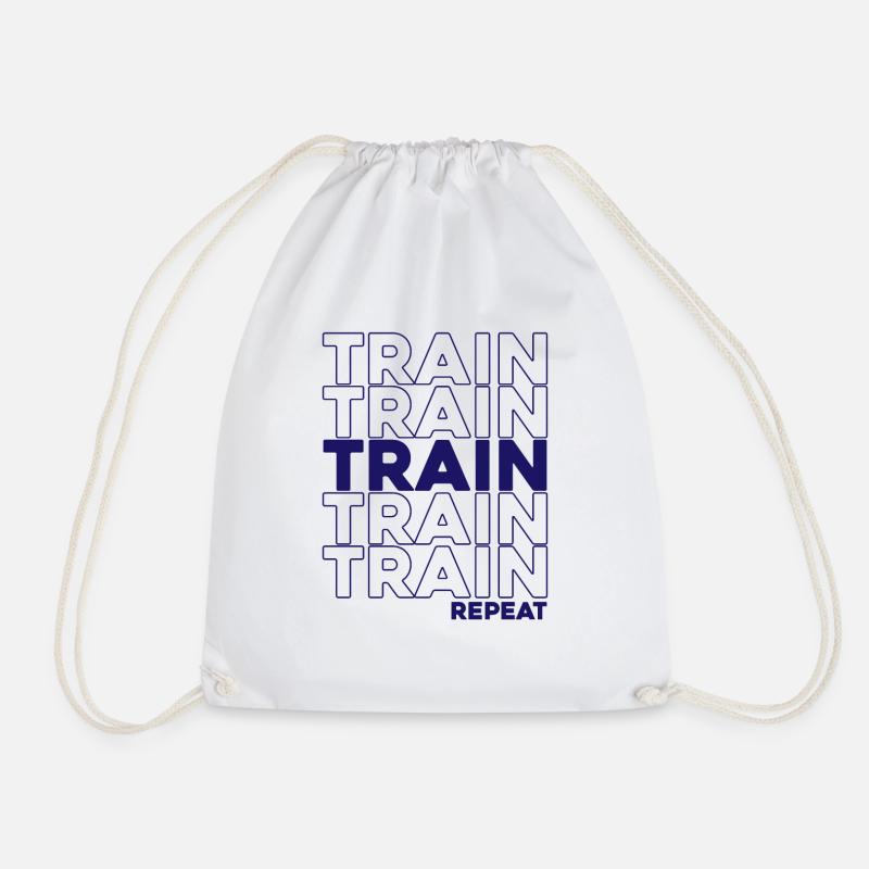 Train Train Train Repeat Workout Edition - Drawstring Bag - white