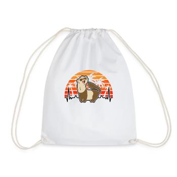 Frettchen Herzschlag Retro Ferret Geschenk - Turnbeutel - Weiß - Vorne